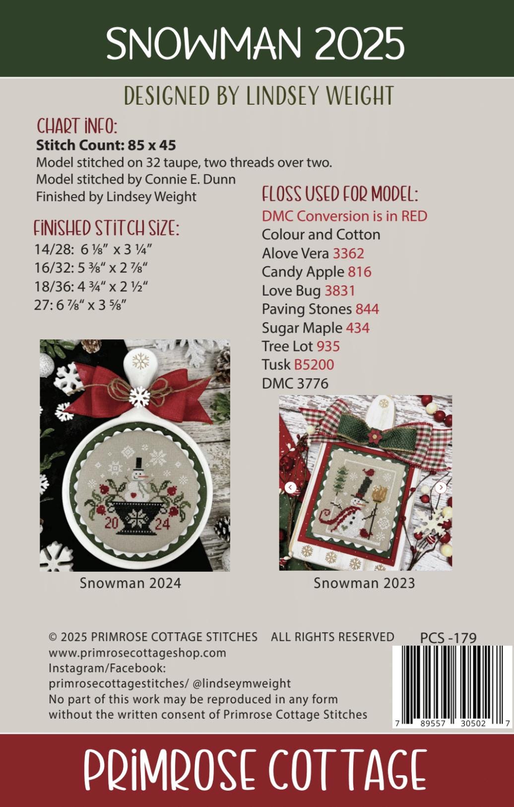 Snowman 2025 - Cross Stitch Paper Pattern