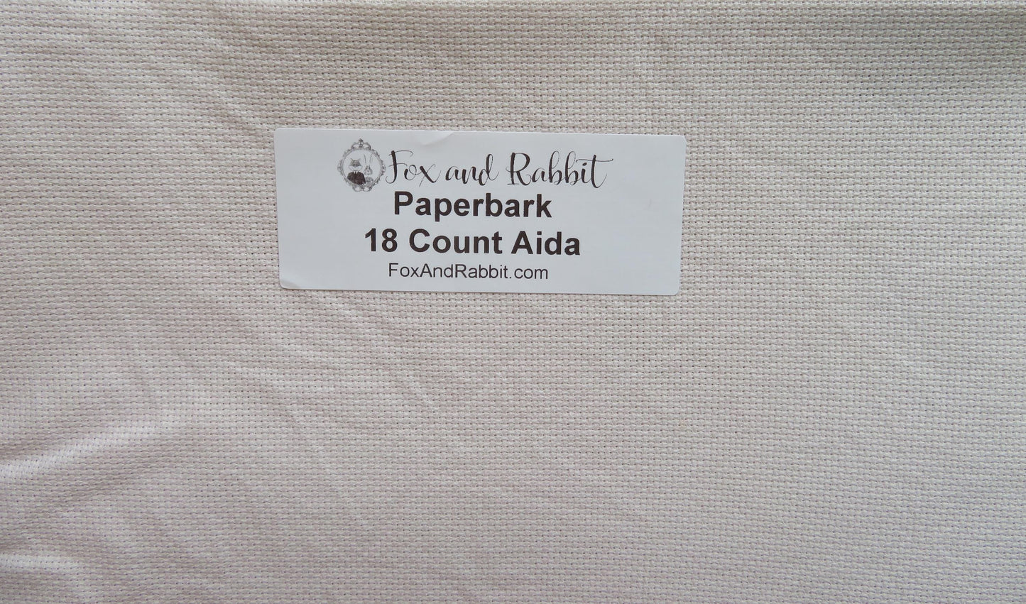18 count PAPERBARK Aida Fabric - Hand Dyed by Fox and Rabbit - approximately 18.5" x 20.5"