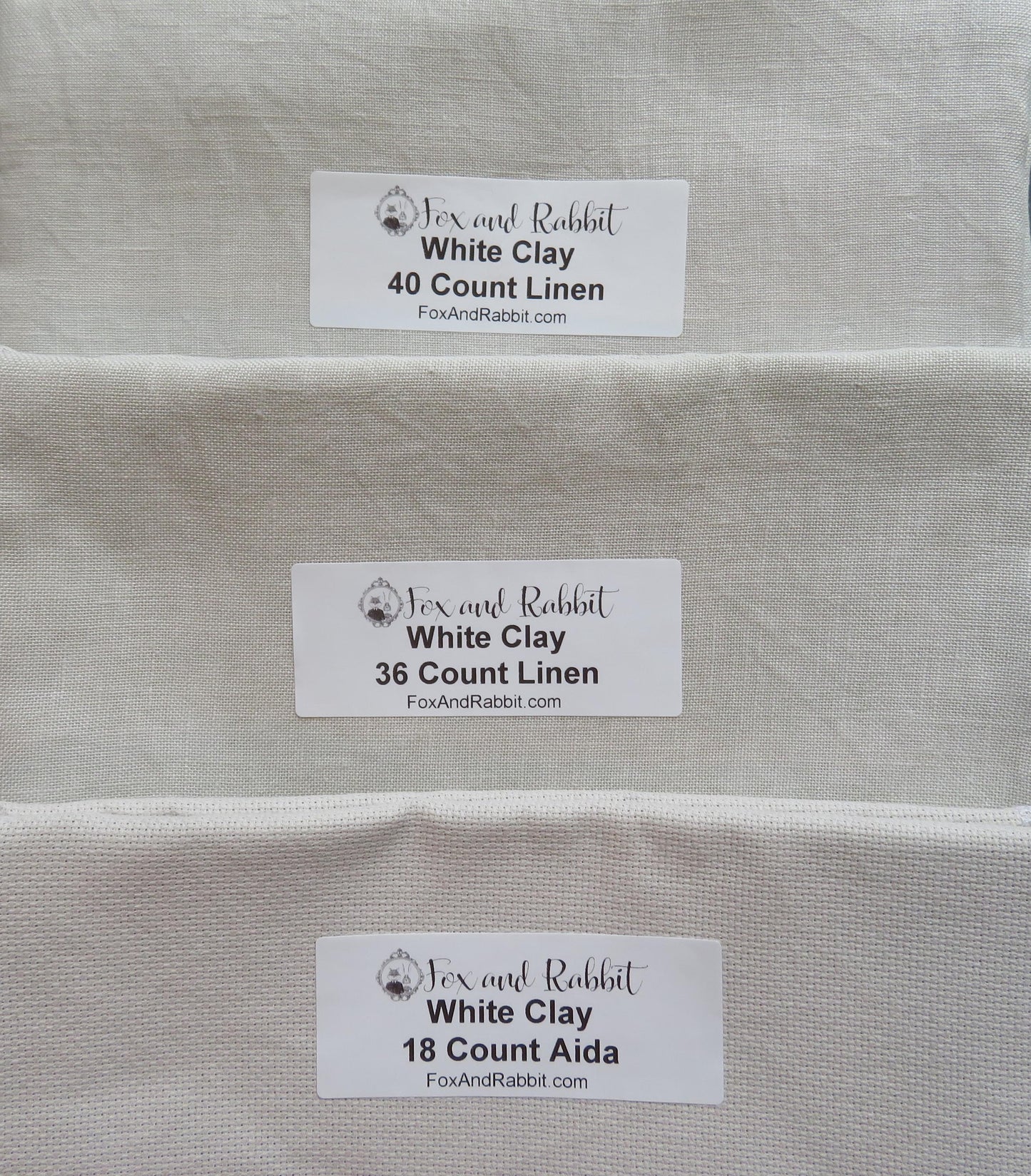 40 count WHITE CLAY Linen Fabric - Hand Dyed by Fox and Rabbit - approximately 18" x 25.5"