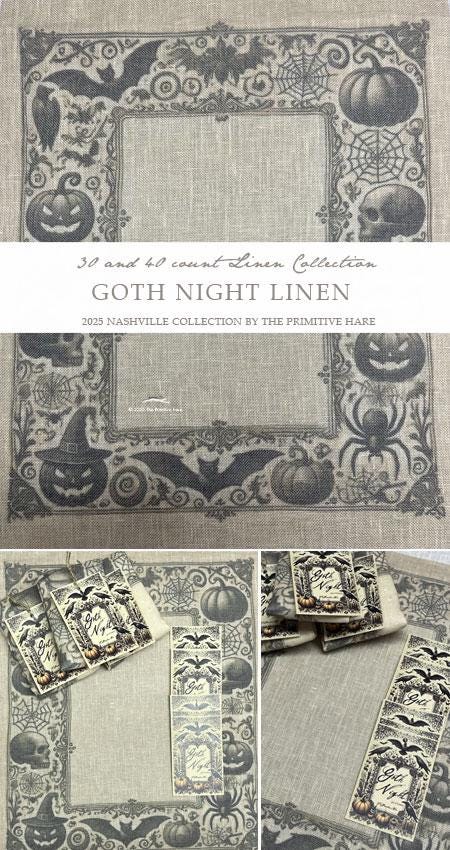30 count Goth Night Linen by The Primitive Hare