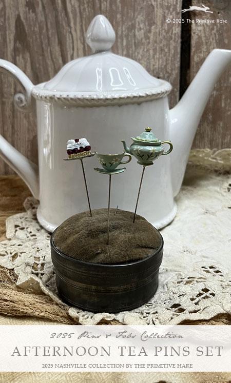 Afternoon Tea Pin Set by The Primitive Hare