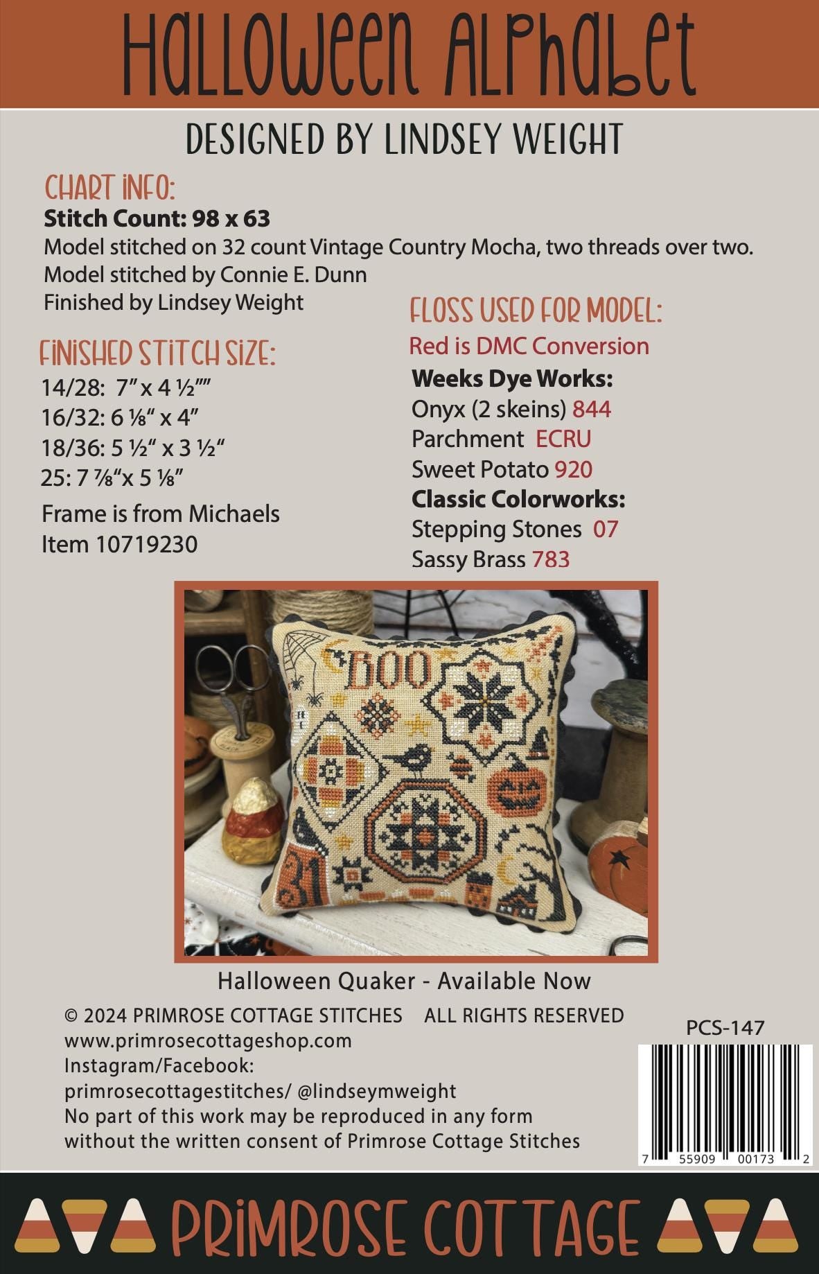 Halloween Alphabet by Primrose Cottage Stitches - Cross Stitch Paper Pattern