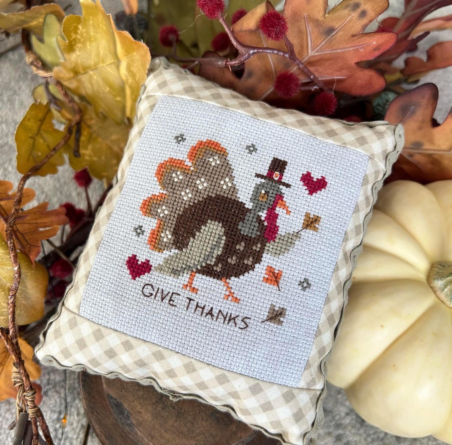 Give Thanks Turkey by Emily Call Stitching - Cross Stitch Paper Pattern