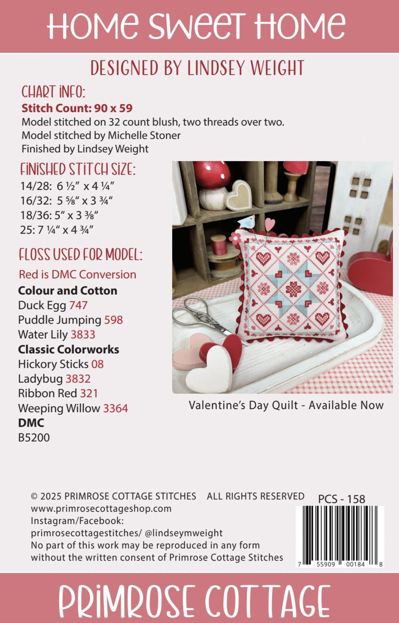 Home Sweet Home by Primrose Cottage Stitches - Cross Stitch Paper Pattern