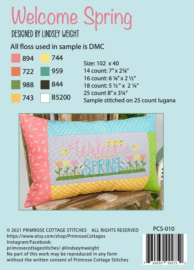 Welcome Spring by Primrose Cottage Stitches - Cross Stitch Paper Pattern