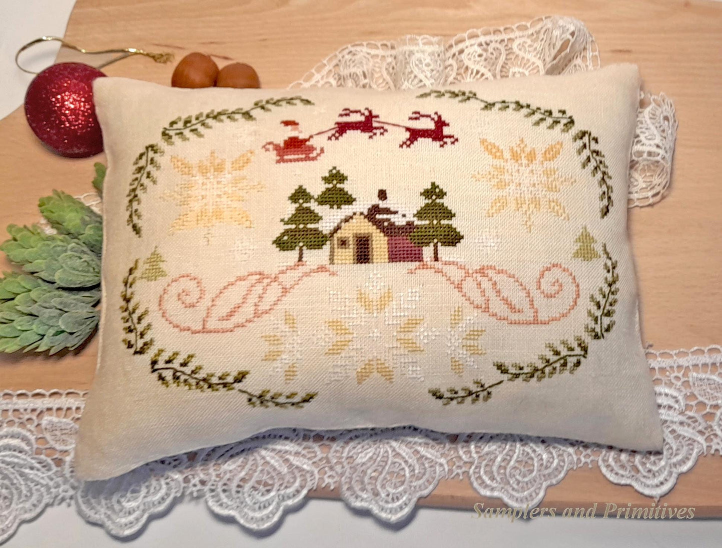 Santa with Ornaments - Cross Stitch Paper Pattern