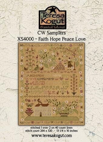 Faith Hope Peace Love by Teresa Kogut - Cross Stitch Paper Pattern