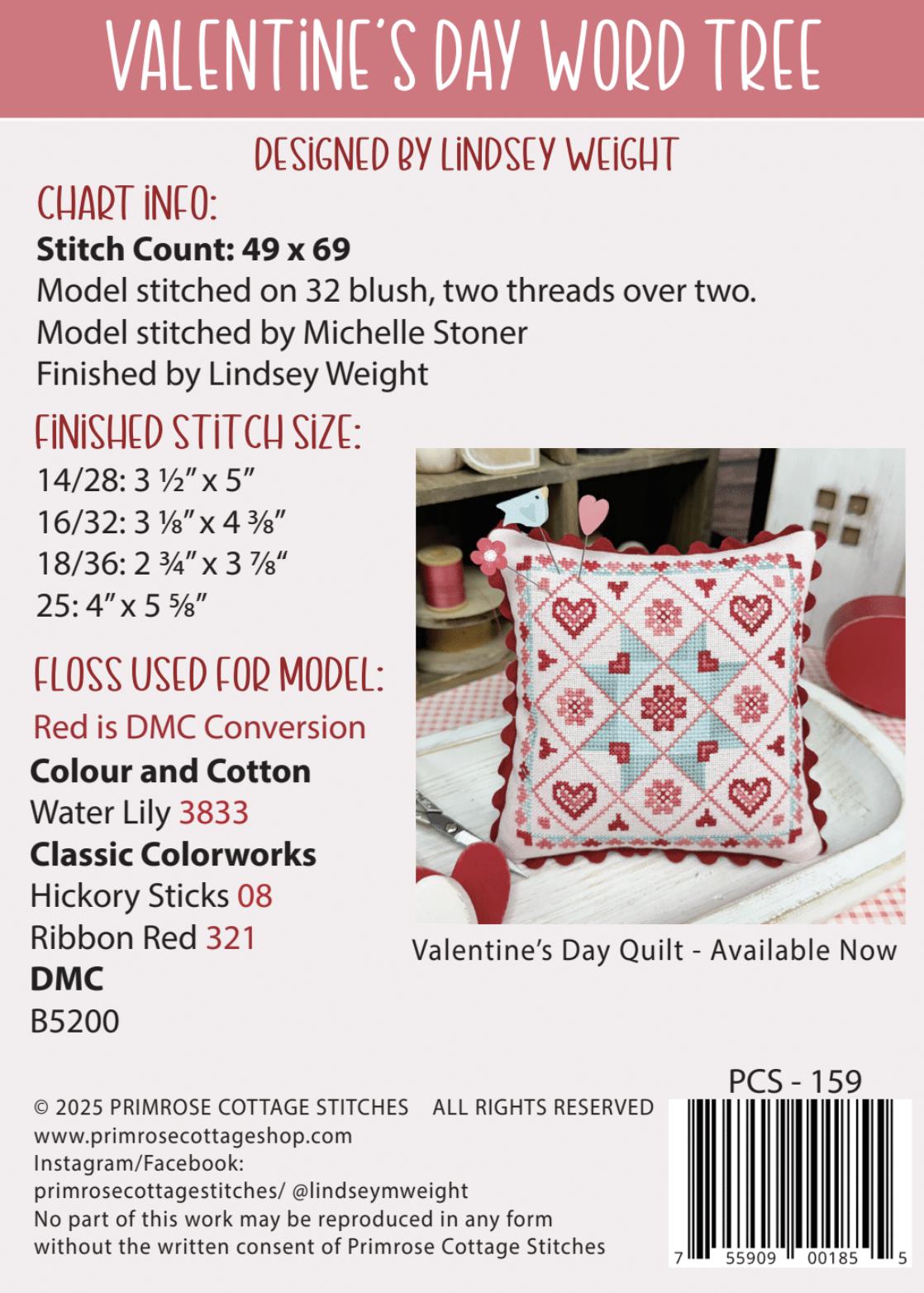 Valentine's Day Word Tree - Cross Stitch Paper Pattern