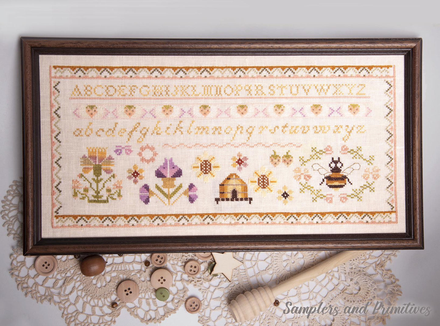 The Beehive Sampler by Samplers and Primitives - Cross Stitch Paper Pattern