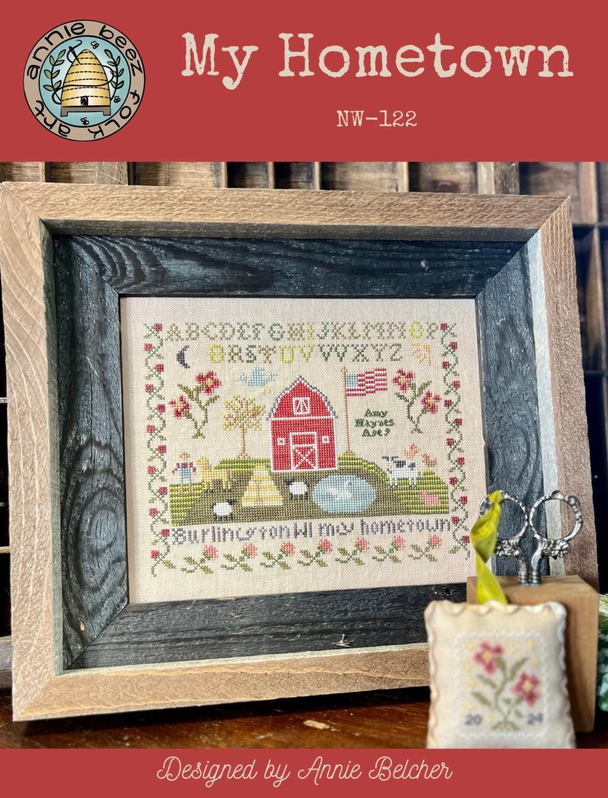 My Hometown Book by Annie Beez Folk Art - Cross Stitch Paper Pattern