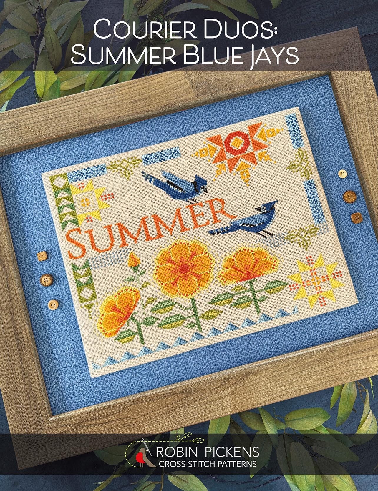 Courier Duos: Summer Blue Jays by Robin Pickens - Cross Stitch Paper Pattern