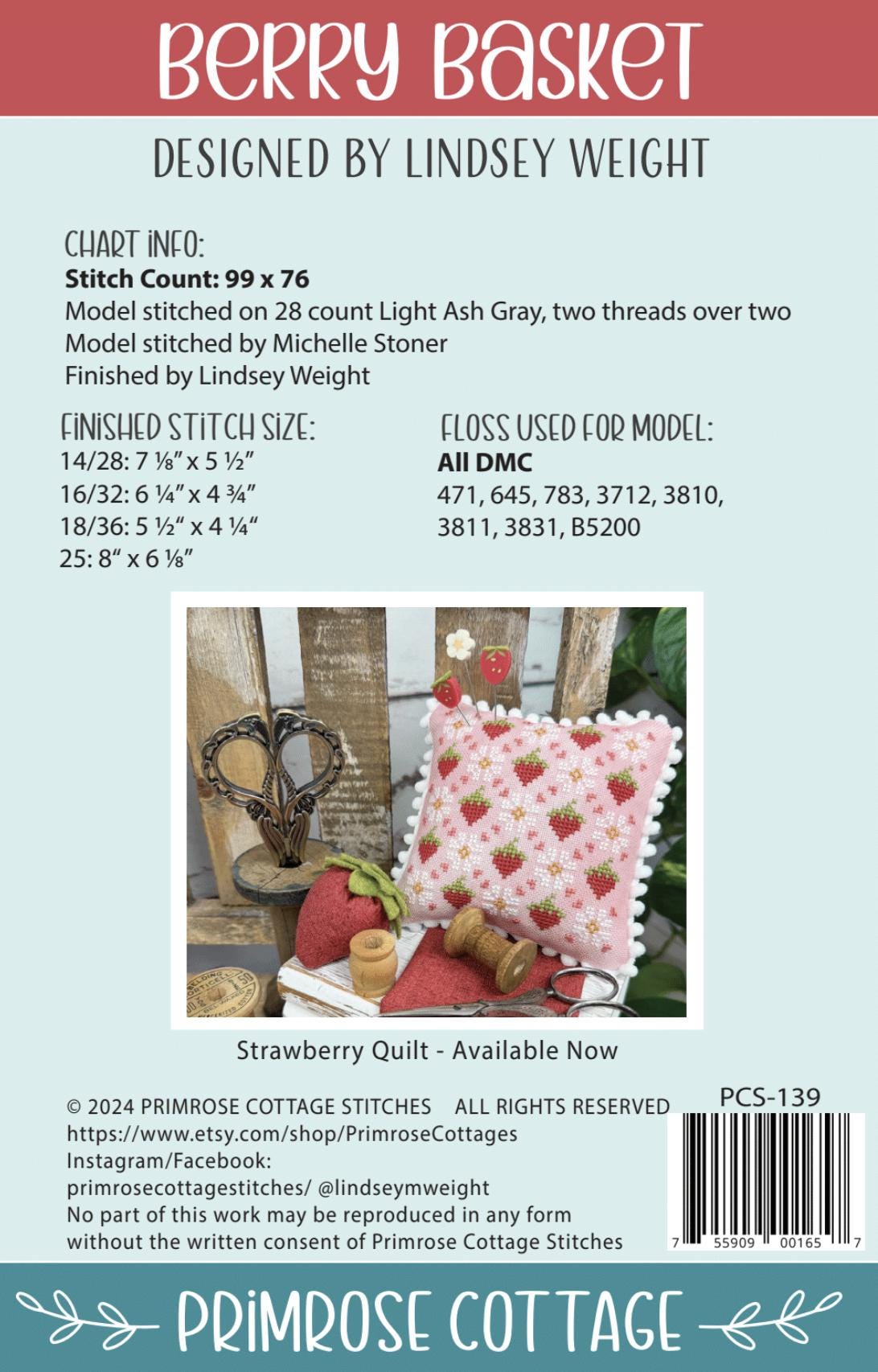 Berry Basket by Primrose Cottage Stitches - Cross Stitch Paper Pattern