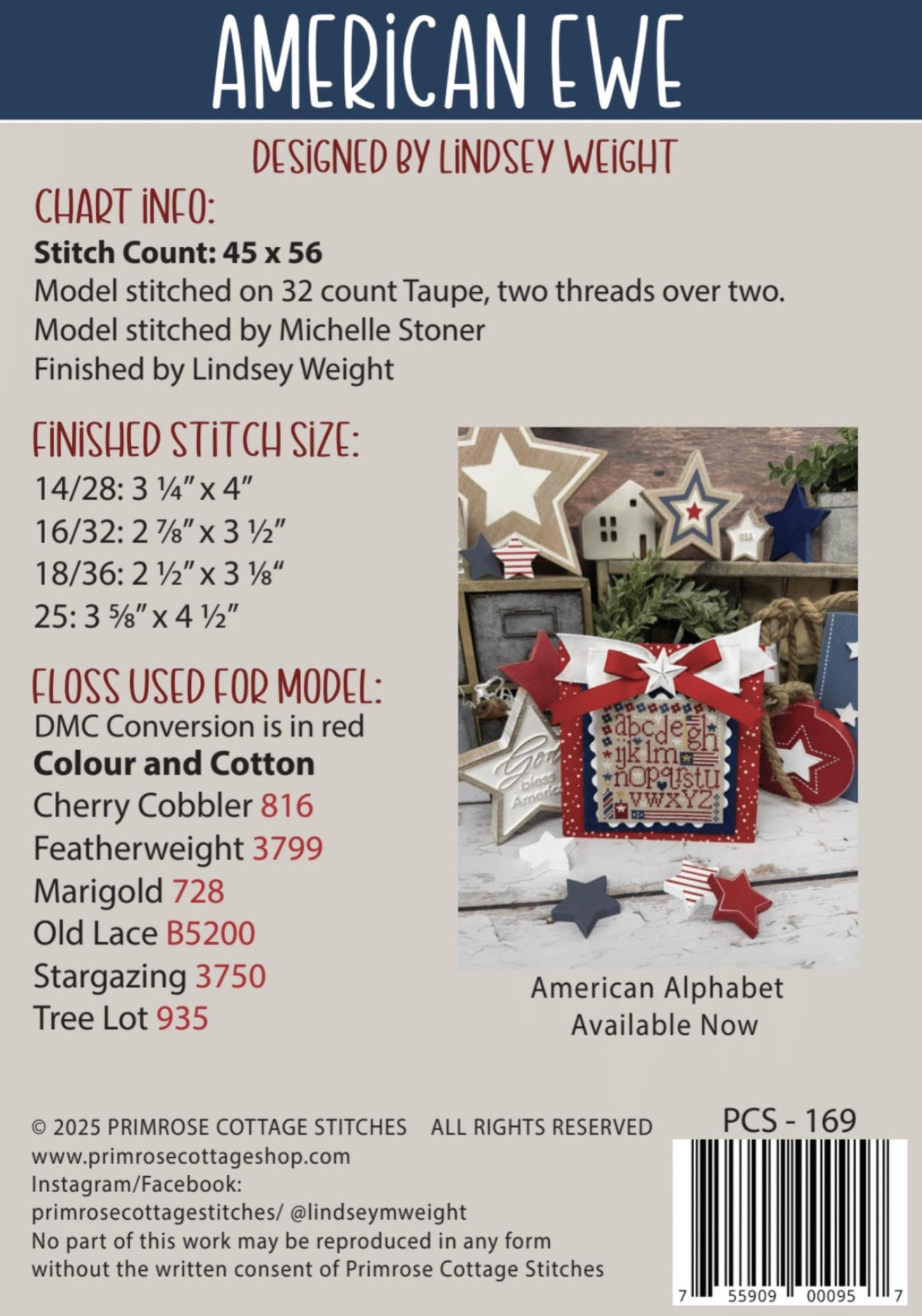 American Ewe by Primrose Cottage Stitches - Cross Stitch Paper Pattern