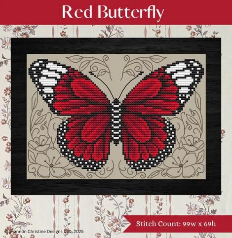 Red Butterfly - Cross Stitch Paper Pattern
