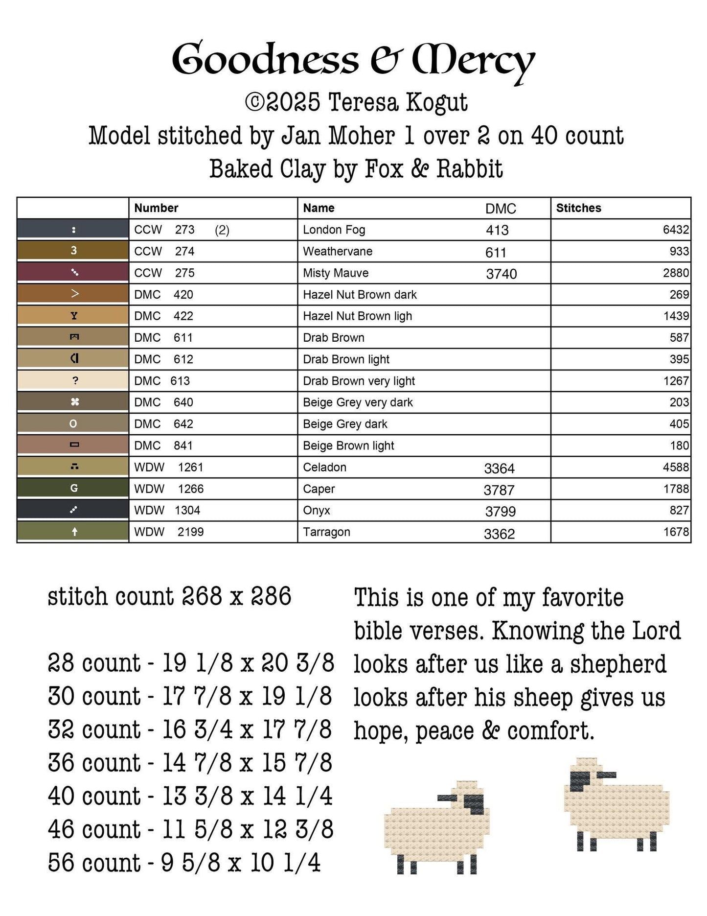 Goodness & Mercy Booklet by Teresa Kogut - Cross Stitch Paper Pattern