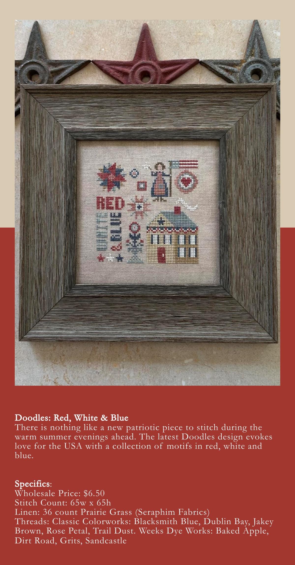 Doodles: Red, White & Blue by Heart in Hand Needleart - Cross Stitch Paper Pattern