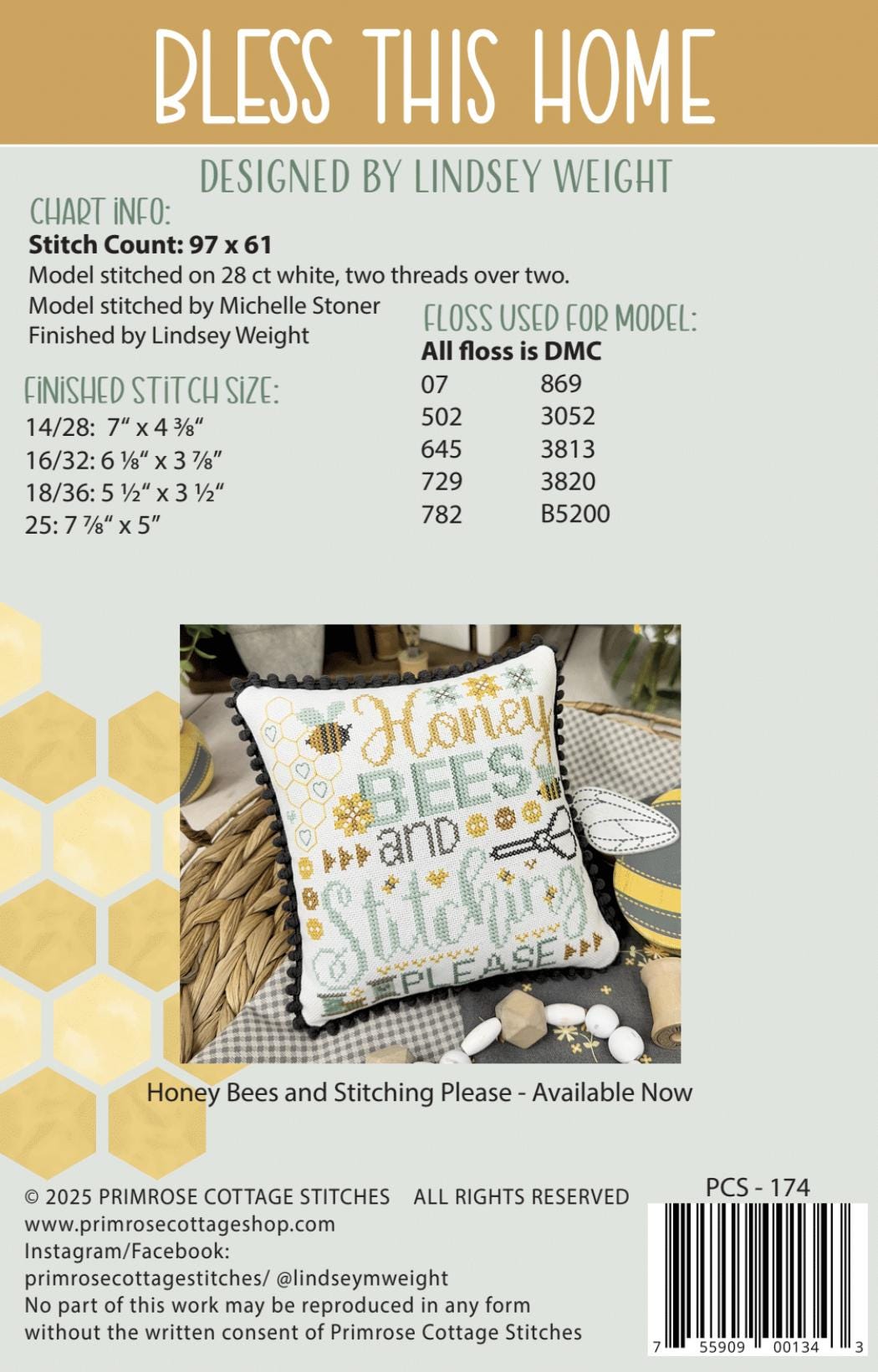 Bless This Home by Primrose Cottage Stitches - Cross Stitch Paper Pattern