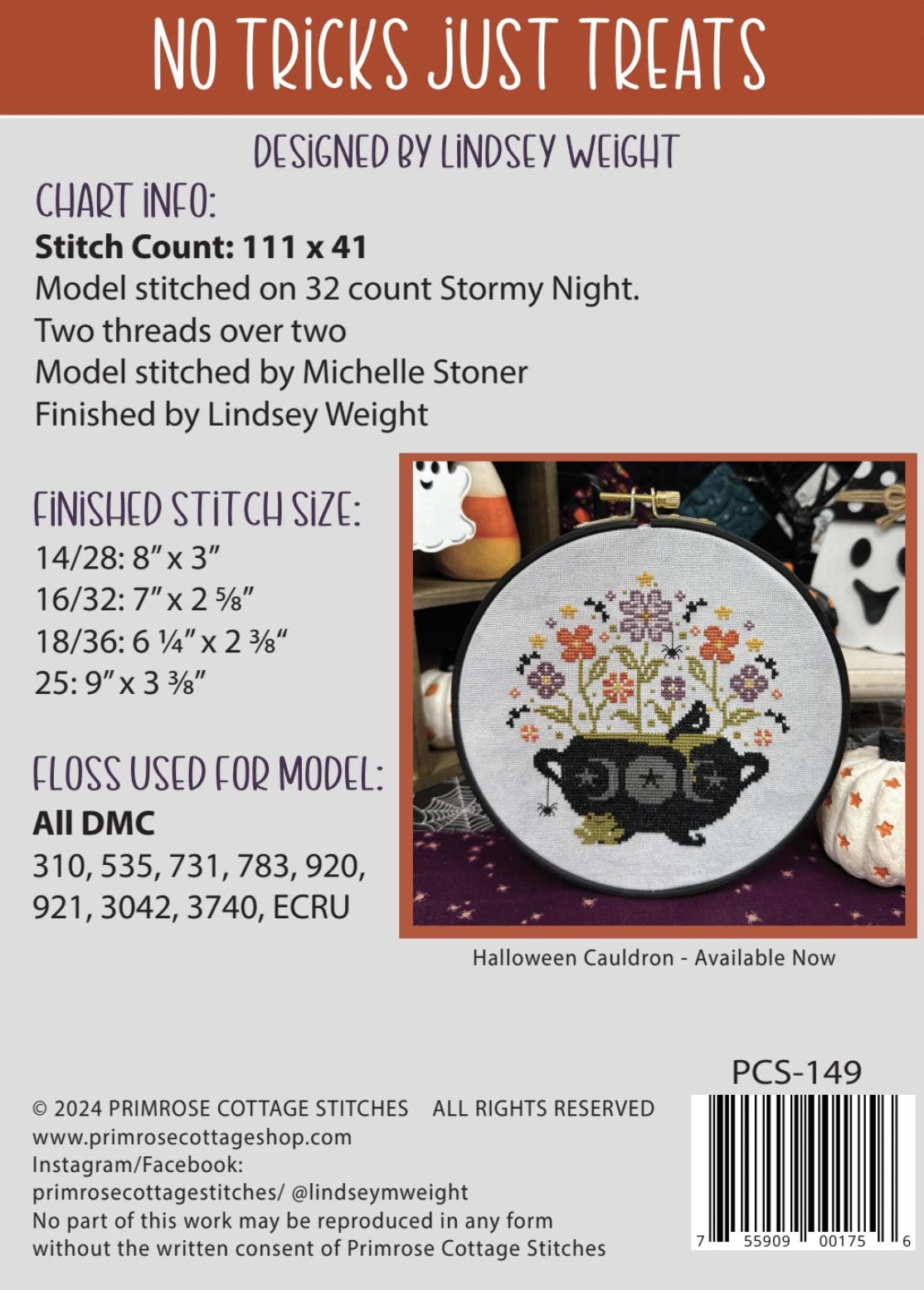 No Tricks Just Treats by Primrose Cottage Stitches - Cross Stitch Paper Pattern