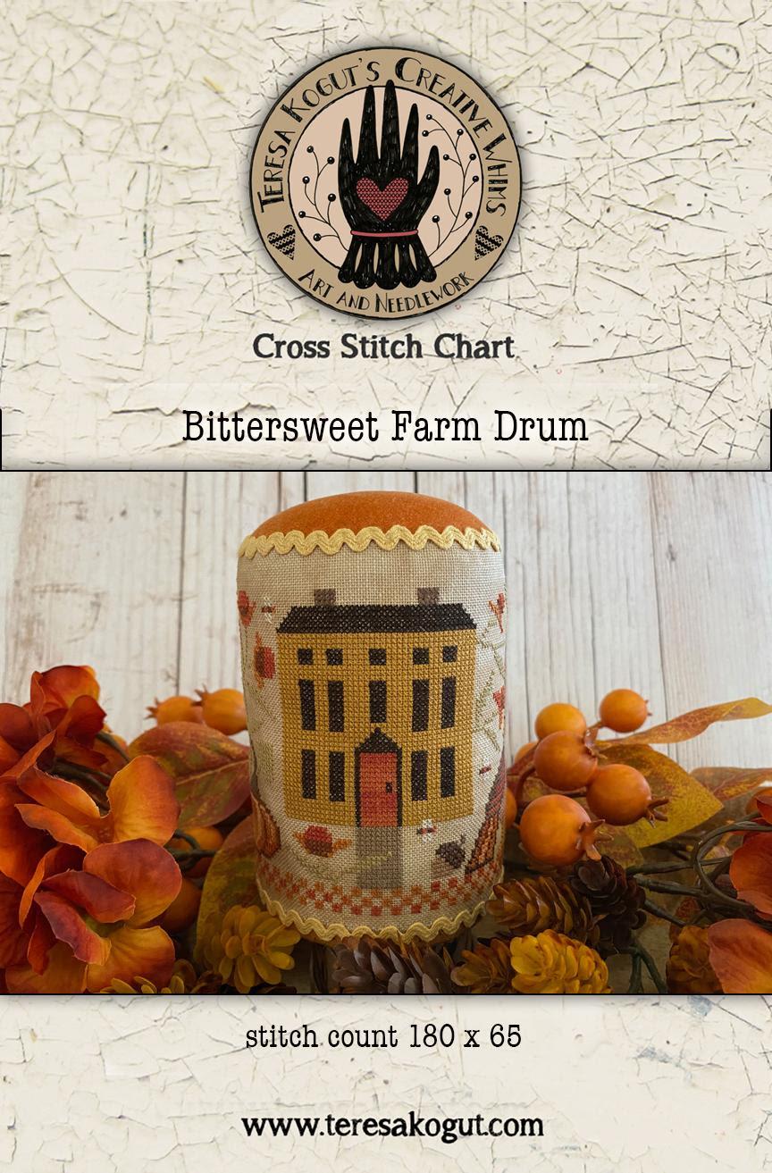 Bittersweet Farm Drum by Teresa Kogut - Cross Stitch Paper Pattern
