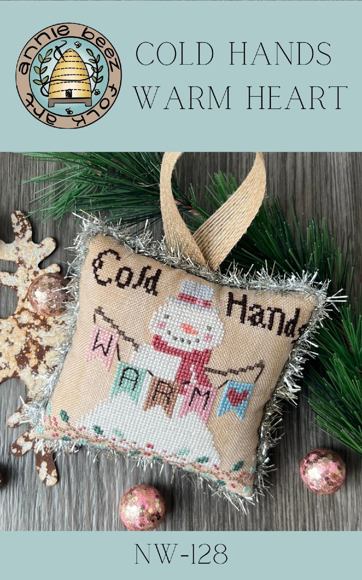 Cold Hands Warm Heart by Annie Beez Folk Art - Cross Stitch Paper Pattern