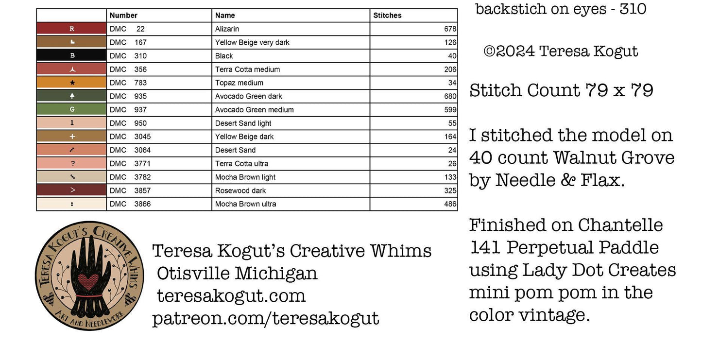 NEW!! Santa Wreath Ornament by Teresa Kogut - Cross Stitch Paper Pattern