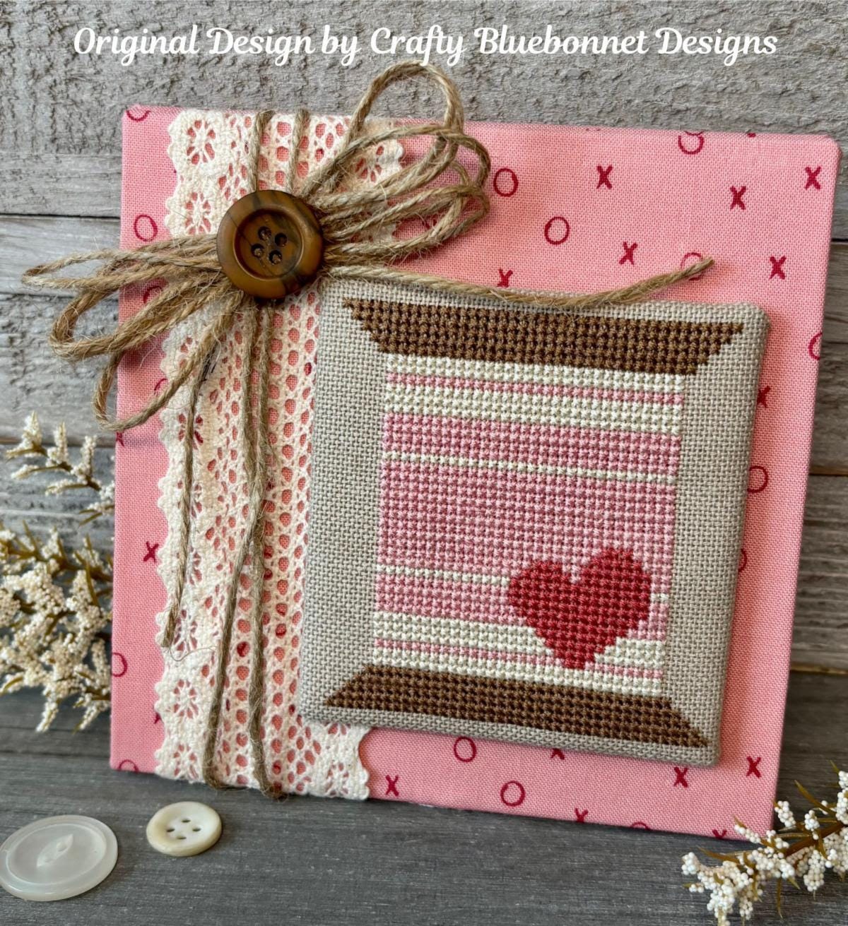 Heart with Stripes Spool - Cross Stitch Paper Pattern