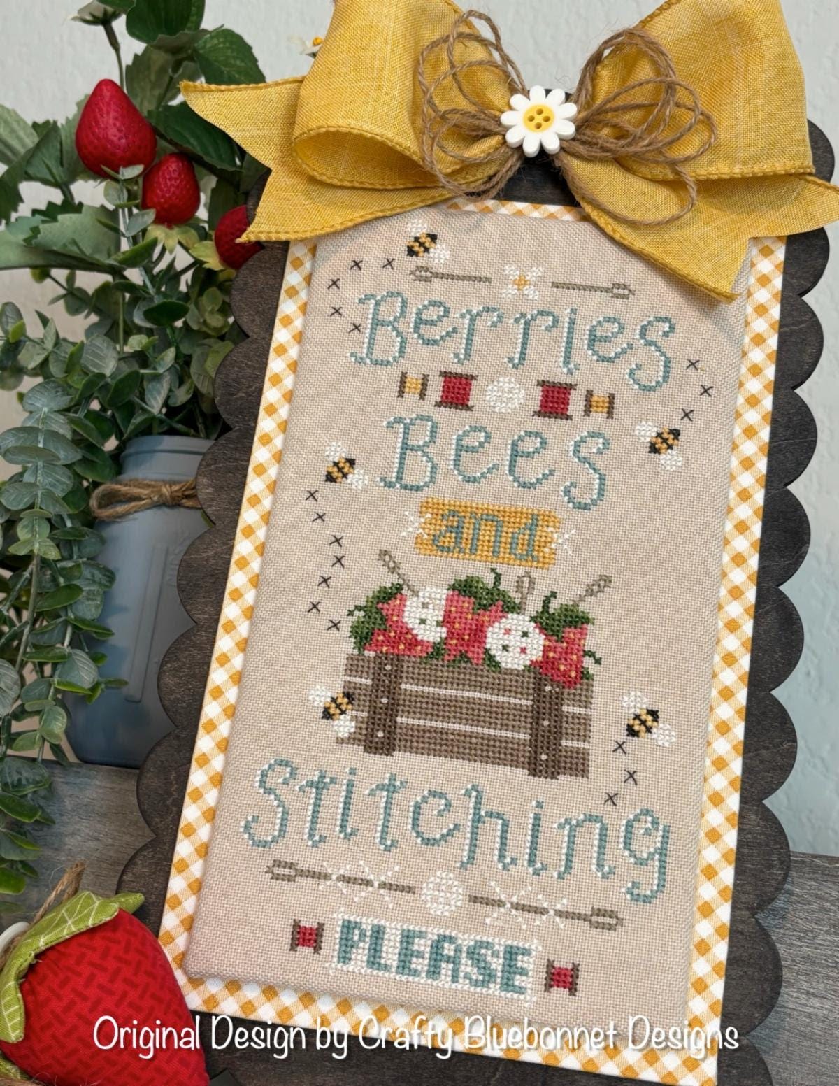 Berries, Bees and Stitching Please - Cross Stitch Paper Pattern