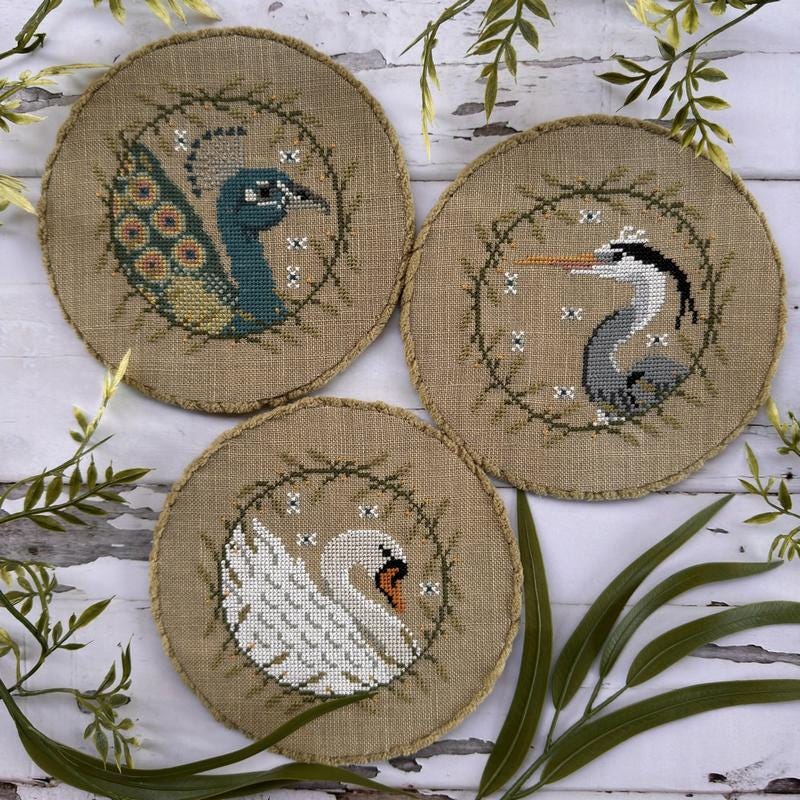 Elegant Birds Trio - Cross Stitch Paper Pattern