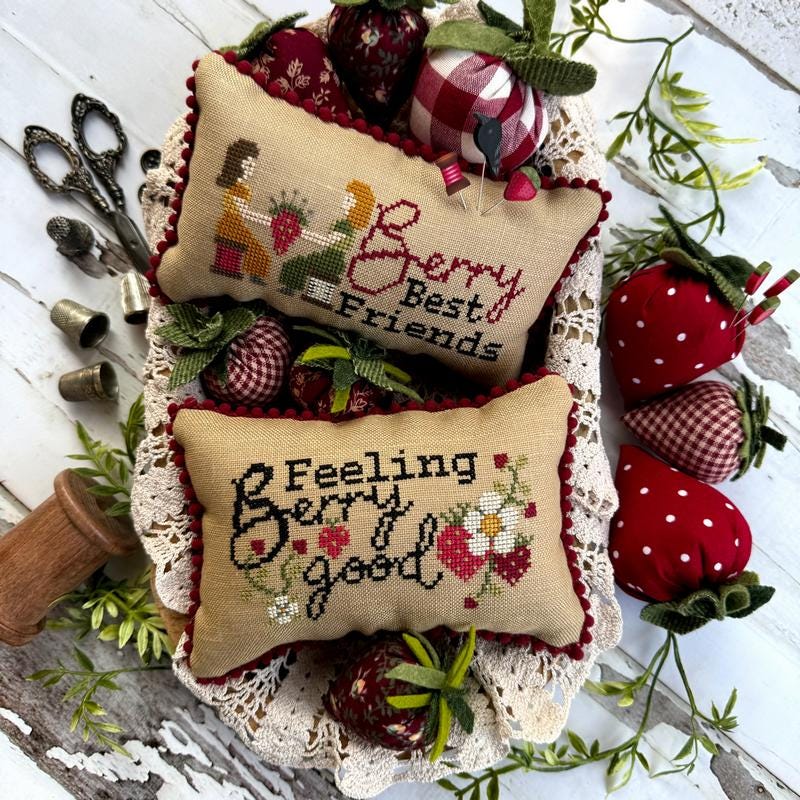 Strawberry Pincushions - Cross Stitch Paper Pattern