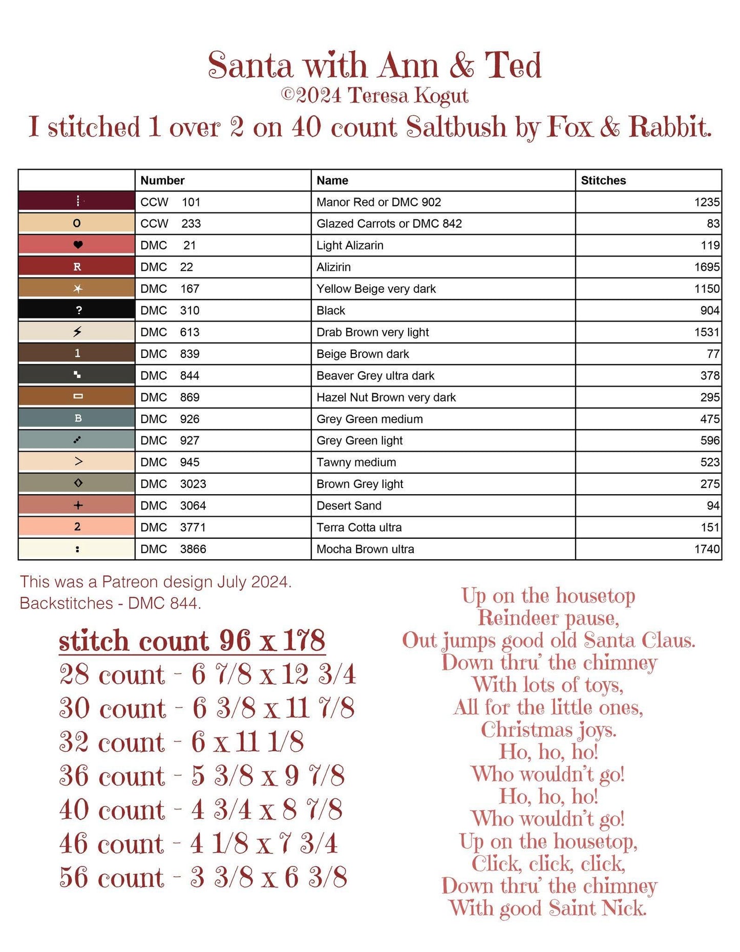 PREORDER! Santa with Ann & Ted Pattern - 2026 Nashville Needlework Market