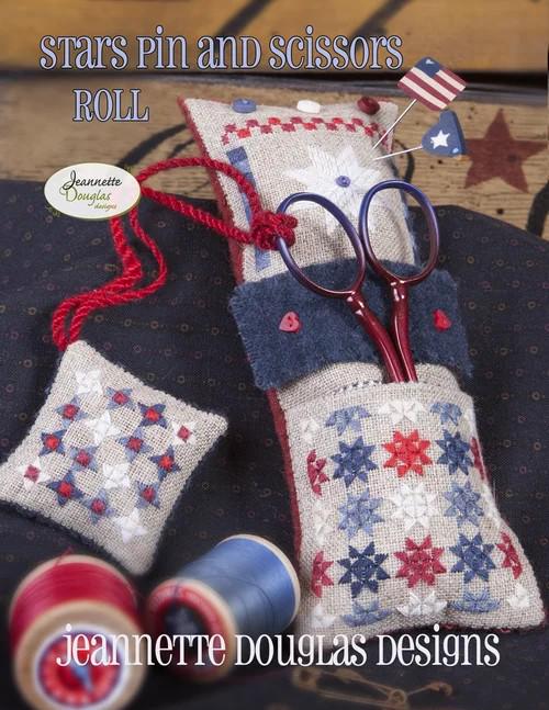 Stars Pin & Scissors Roll by Jeannette Douglas - Cross Stitch Paper Pattern