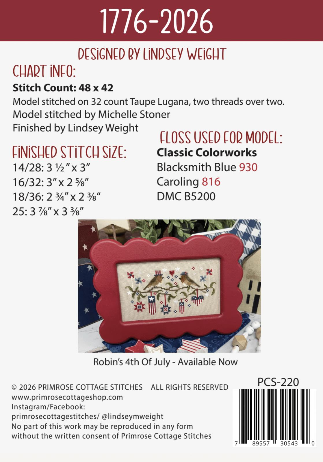 1776-2026 - Cross Stitch Paper Pattern