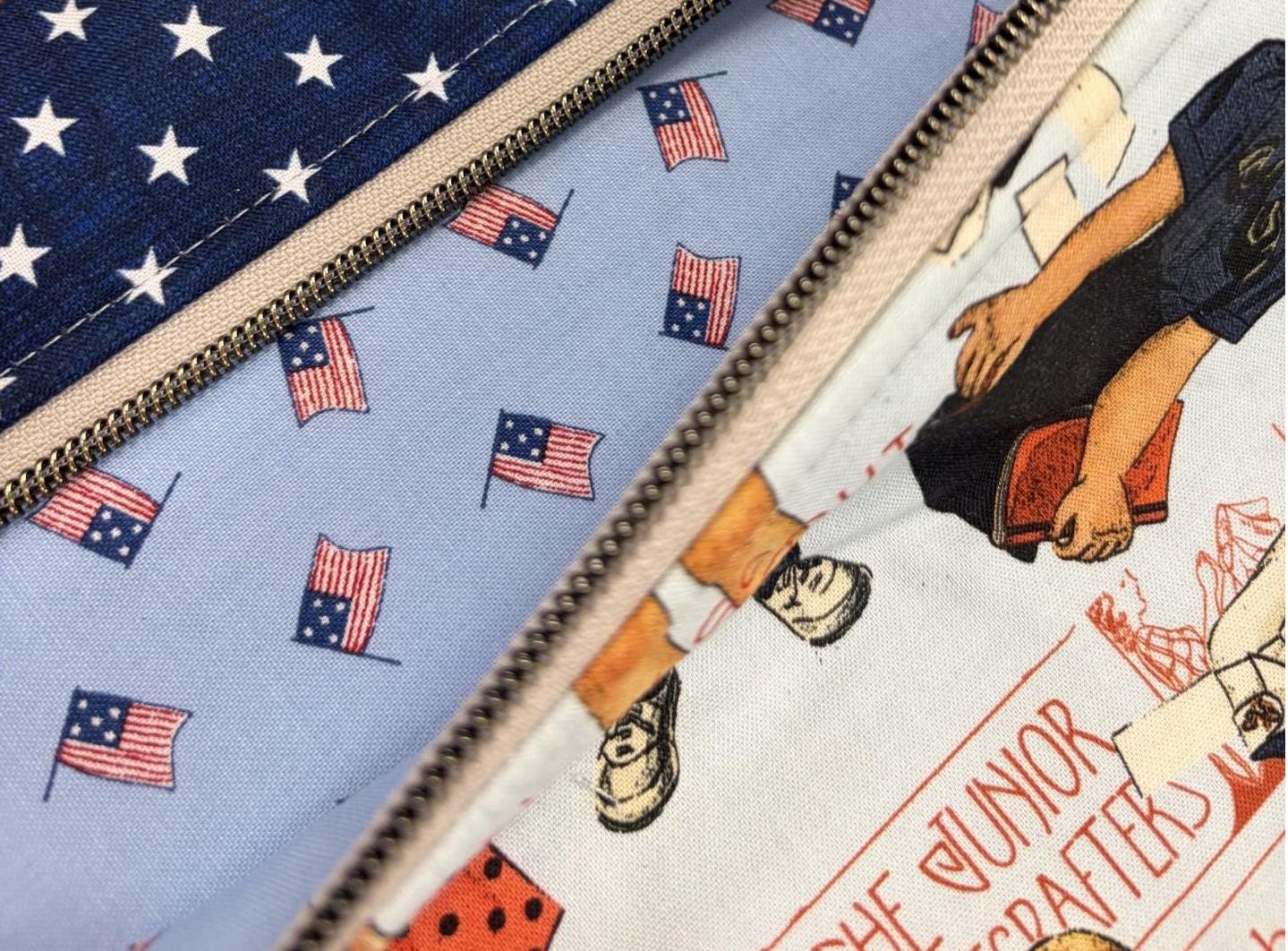 Project Bag 12 x 14 - Cloth - Patriotic Vintage-Style Paper Dolls