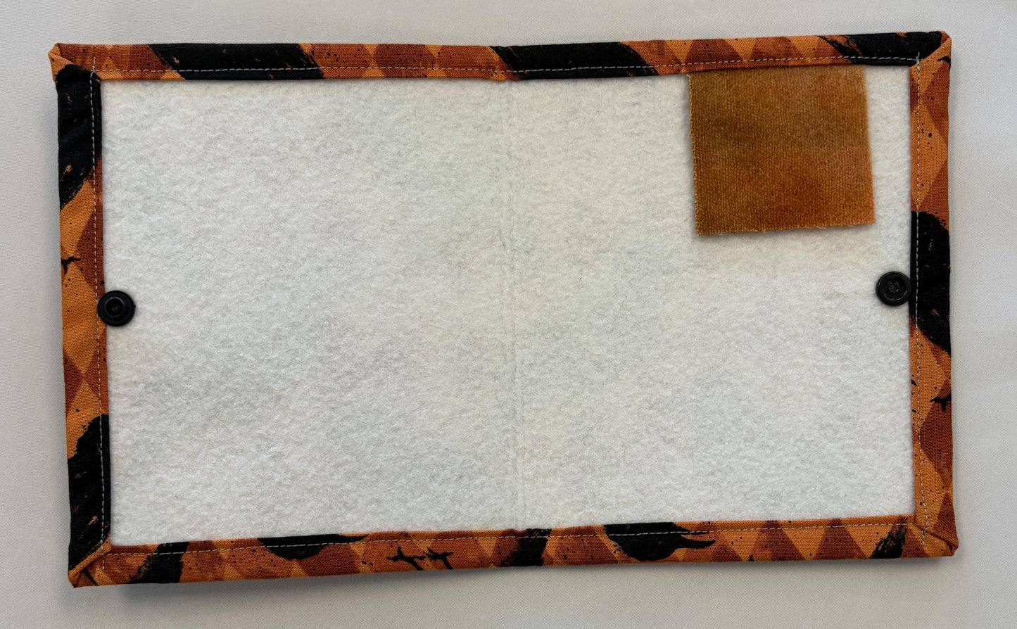 Thread Bed/Floss Catcher - Orange/Black Crows