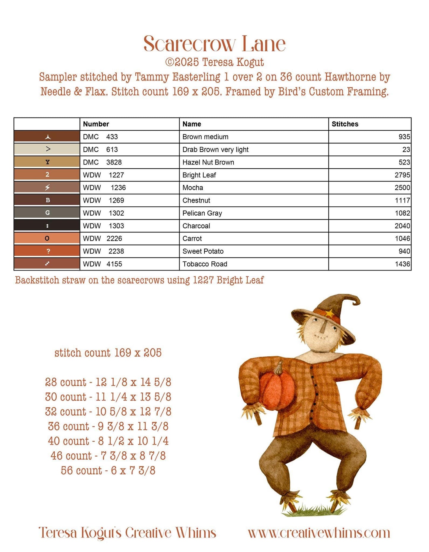 Scarecrow Lane by Teresa Kogut (PRE-ORDER)- Cross Stitch Paper Pattern