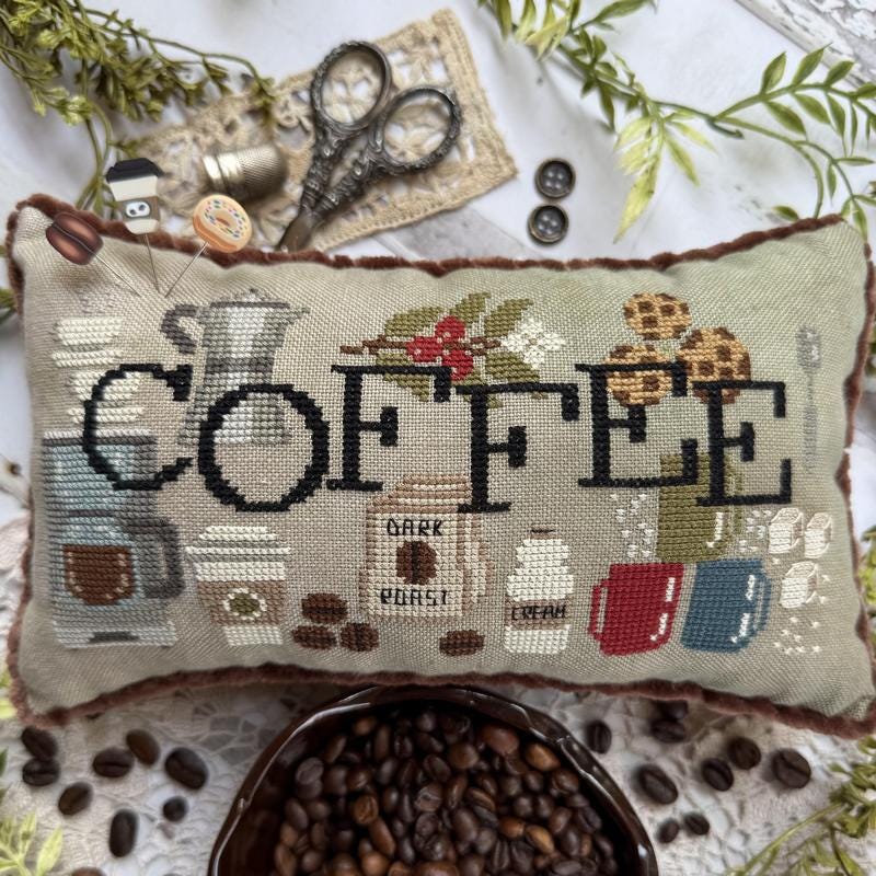 When I Think of Coffee by Puntini Puntini (PRE-ORDER) - Cross Stitch Paper Pattern