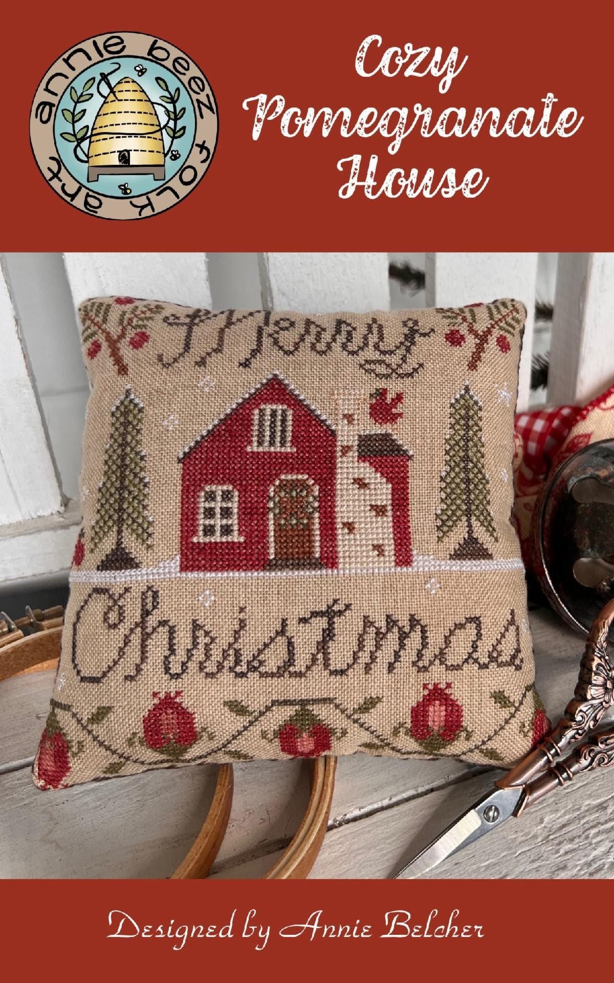 Cozy Pomegranate House by Annie Beez Folk Art (PRE-ORDER) - Cross Stitch Paper Pattern