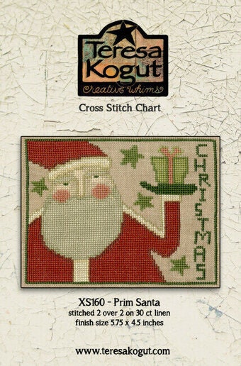 Prim Santa by Teresa Kogut - Cross Stitch Paper Pattern