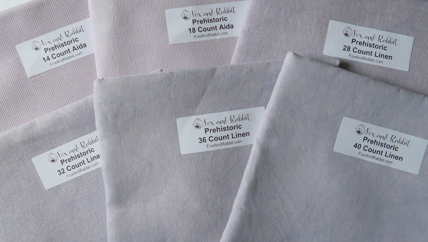 28 count PREHISTORIC Linen Fabric  - Hand Dyed by Fox and Rabbit - approximately 18" x 25"