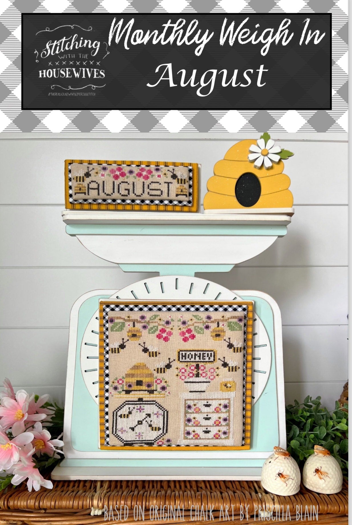 Monthly Weigh-In August by Stitching with the Housewives - Cross Stitch Paper Pattern