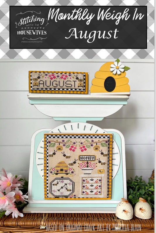 Monthly Weigh-In August by Stitching with the Housewives - Cross Stitch Paper Pattern