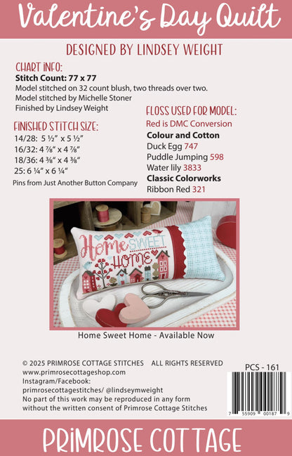 Valentine's Day Quilt by Primrose Cottage Stitches  - Cross Stitch Paper Pattern