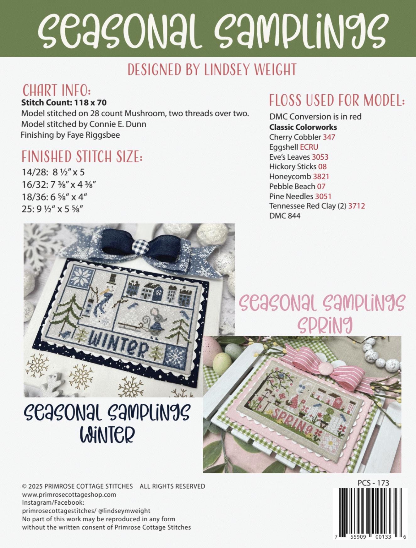 Seasonal Samplings Summer by Primrose Cottage Stitches - Cross Stitch Paper Pattern