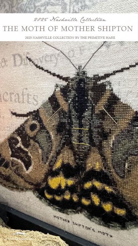 The Moth of Mother Shipton by The Primitive Hare - Cross Stitch Paper Pattern