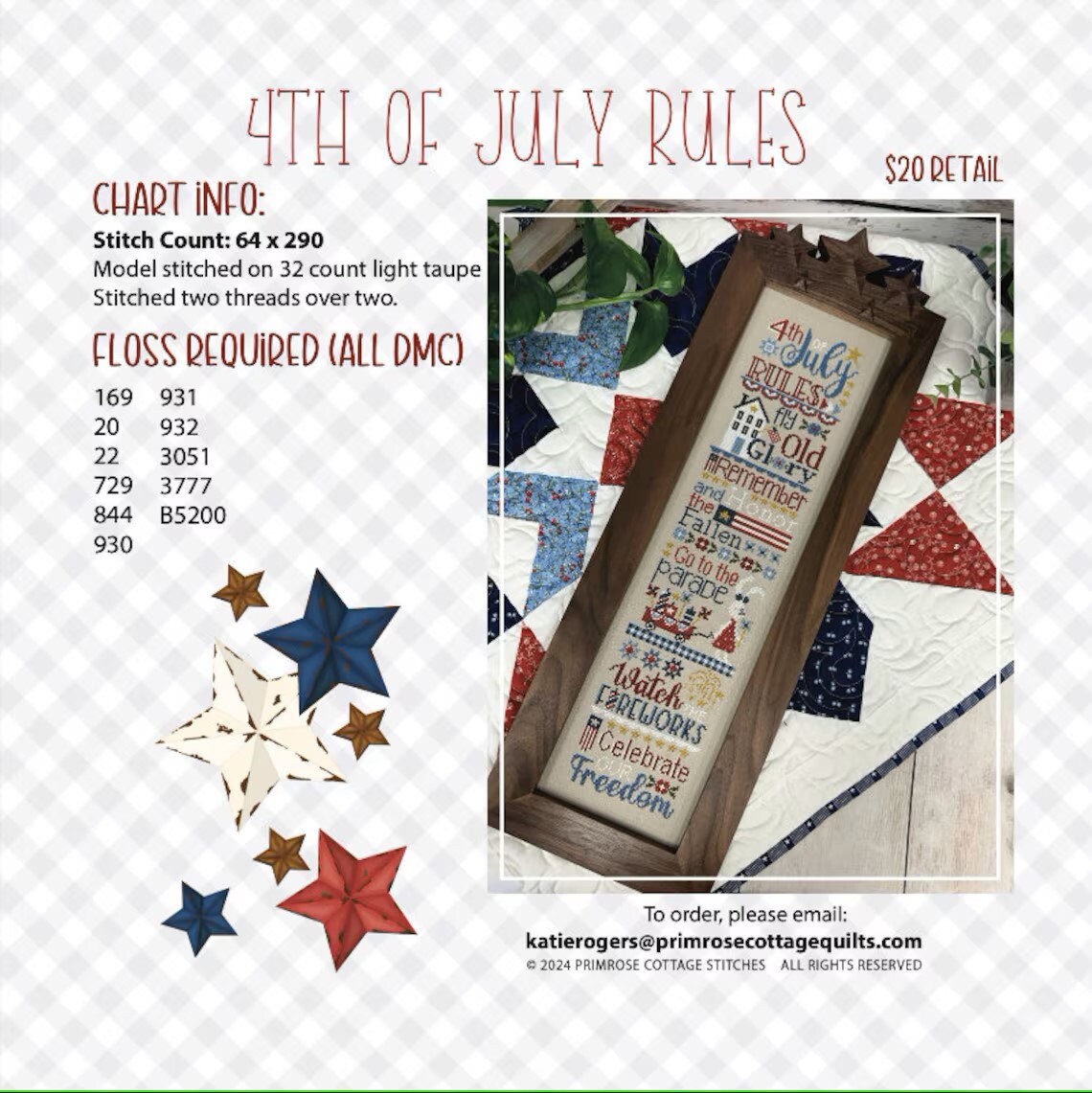 4th of July Rules by Primrose Cottage Stitches - Cross Stitch Paper Pattern