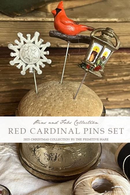 Red Cardinal Pin Set by The Primitive Hare