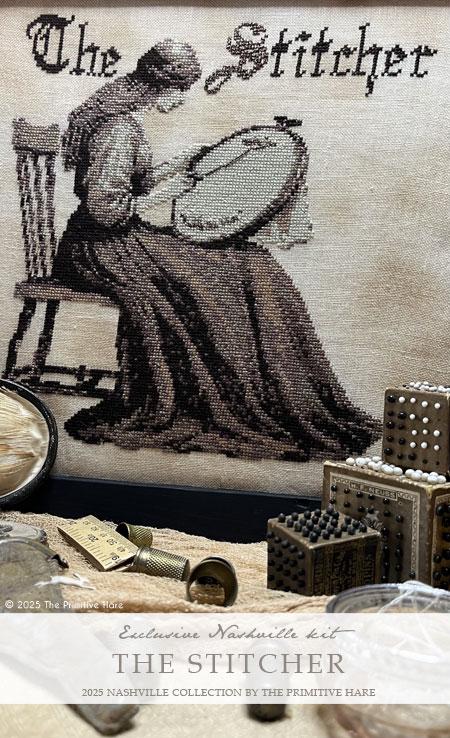 The Stitcher Kit (includes fabric) by The Primitive Hare - Cross Stitch Paper Pattern