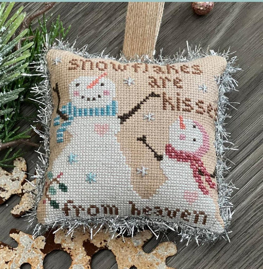 Snowflakes Are Kisses by Annie Beez Folk Art - Cross Stitch Paper Pattern