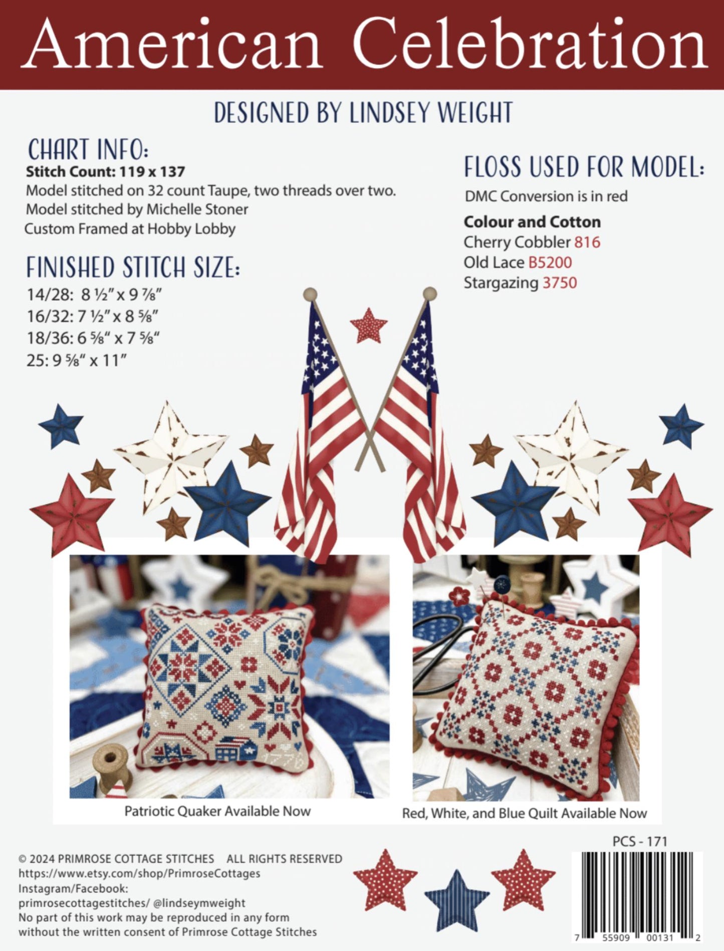 American Celebration by Primrose Cottage Stitches - Cross Stitch Paper Pattern