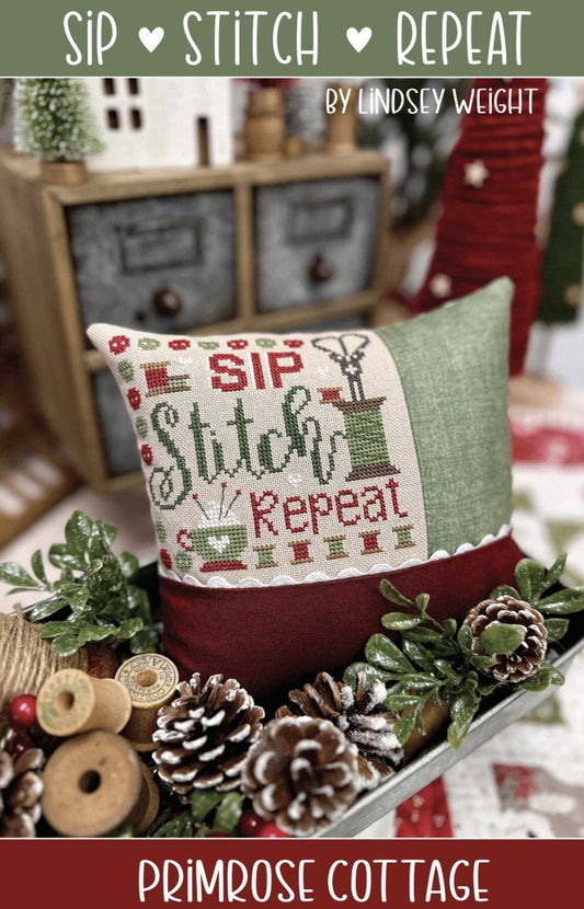 Sip Stitch Repeat by Primrose Cottage Stitches - Cross Stitch Paper Pattern